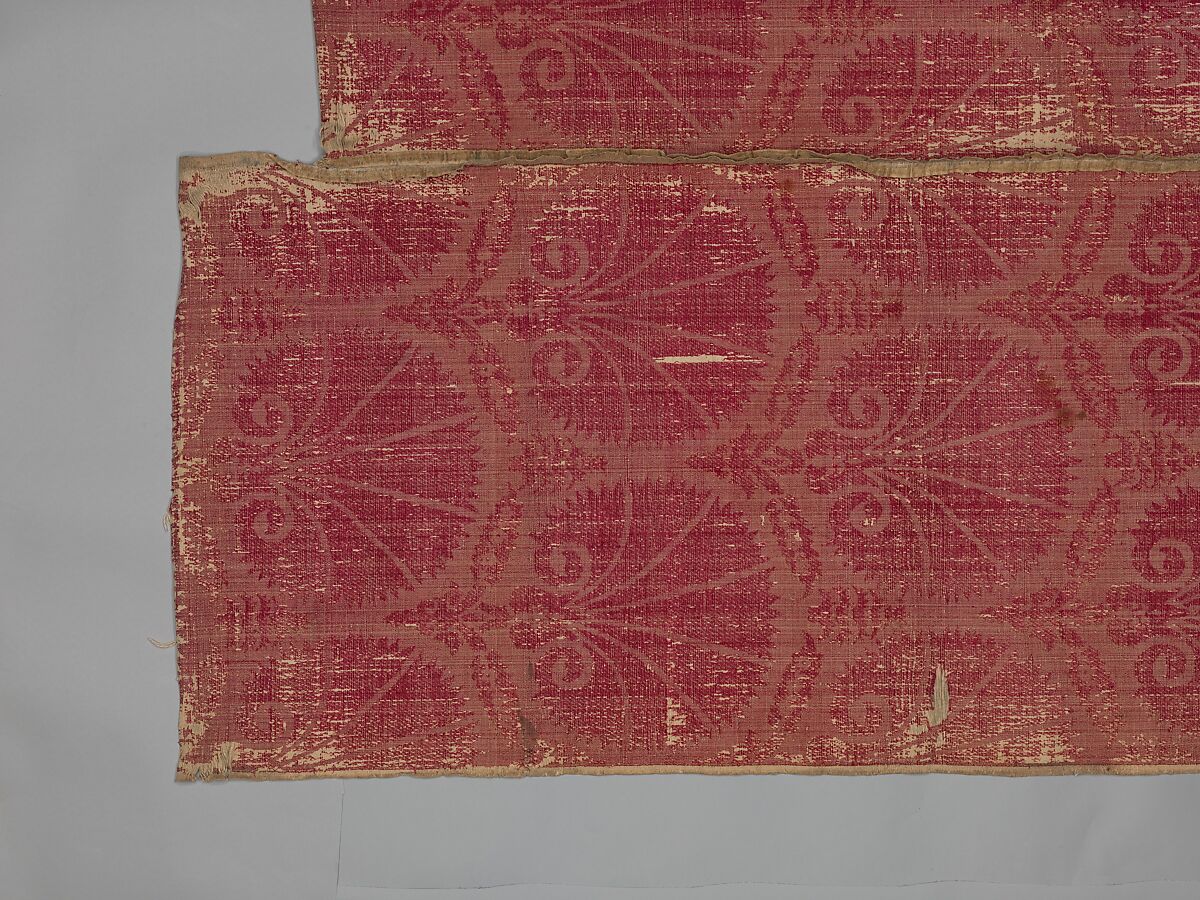 Textile Fragment, Silk, cotton; velvet, brocaded