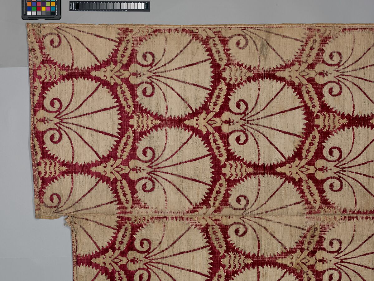 Textile Fragment, Silk, cotton; velvet, brocaded
