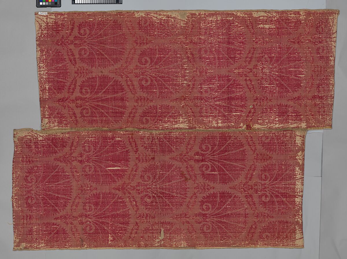 Textile Fragment, Silk, cotton; velvet, brocaded
