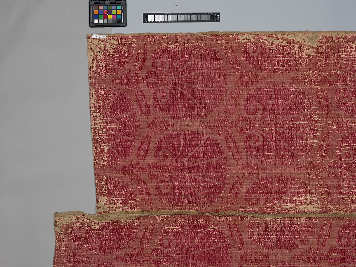 Textile Fragment, Silk, cotton; velvet, brocaded