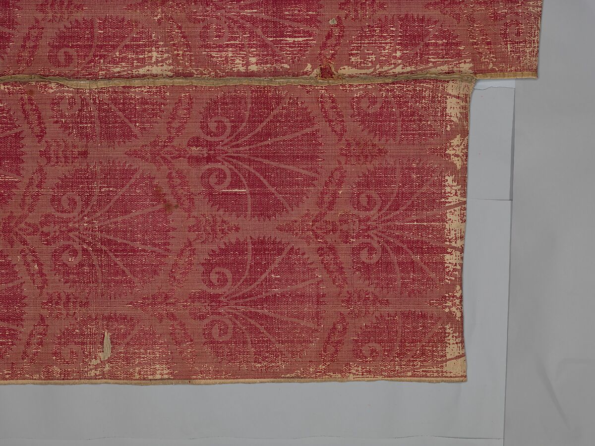 Textile Fragment, Silk, cotton; velvet, brocaded