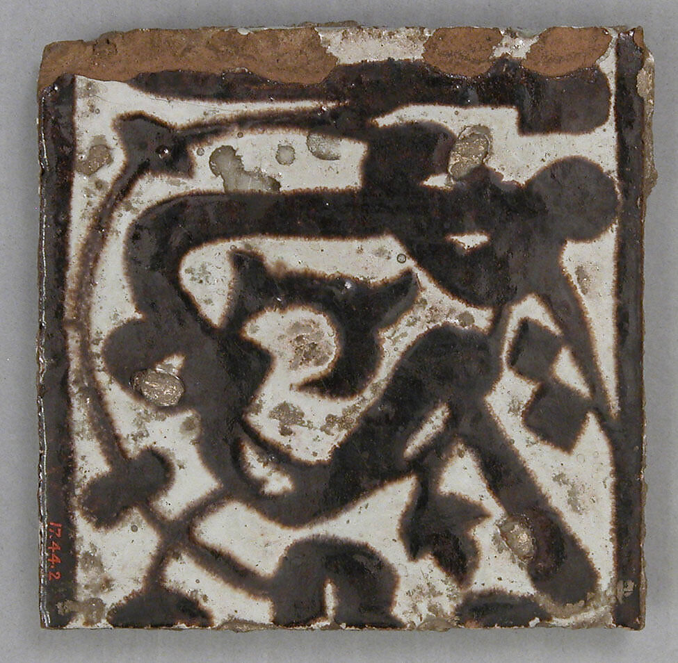 Tile, Stonepaste; glazed 