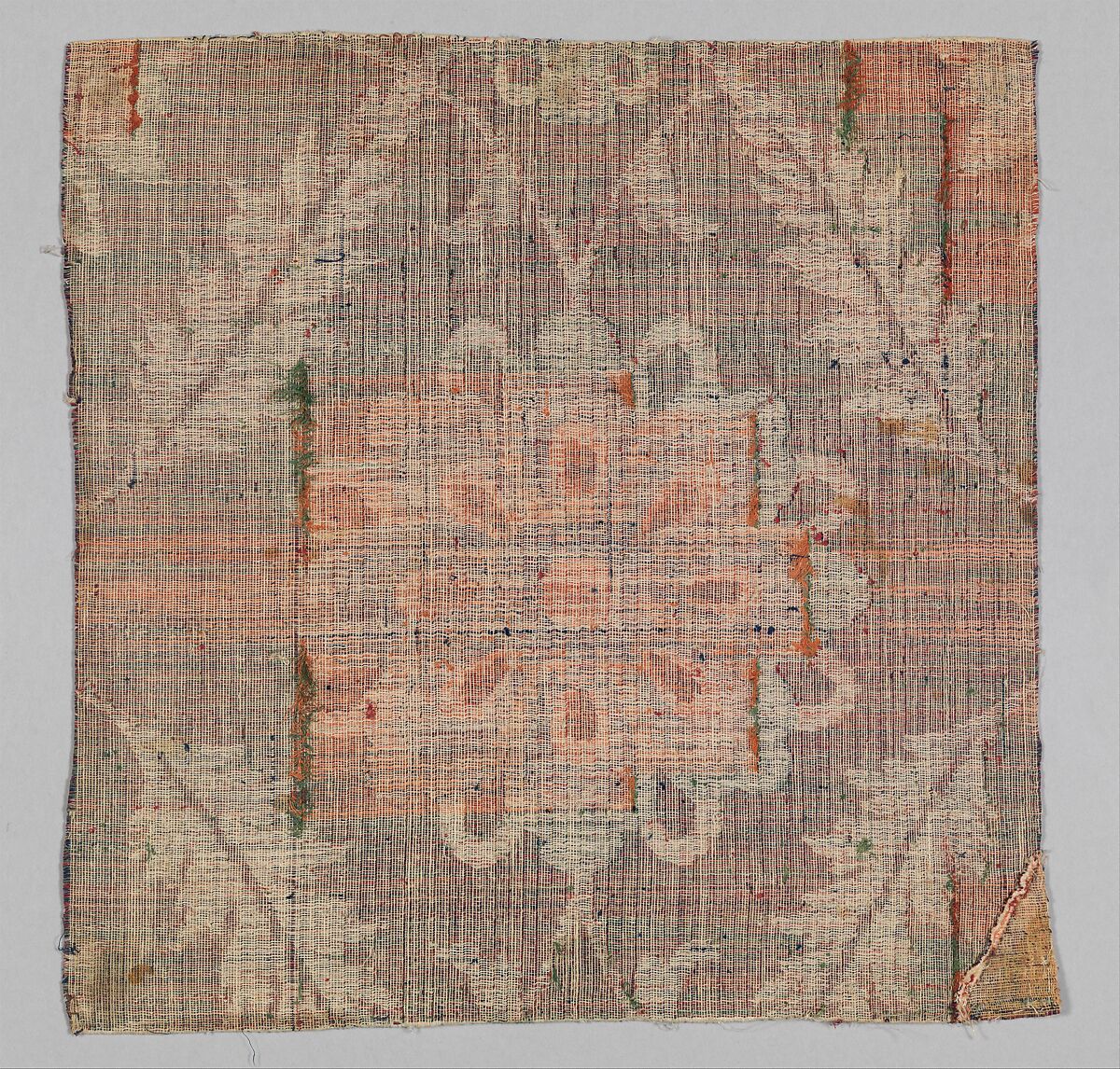 Fragment of a White-Ground Velvet Carpet, Silk, linen; cut velvet