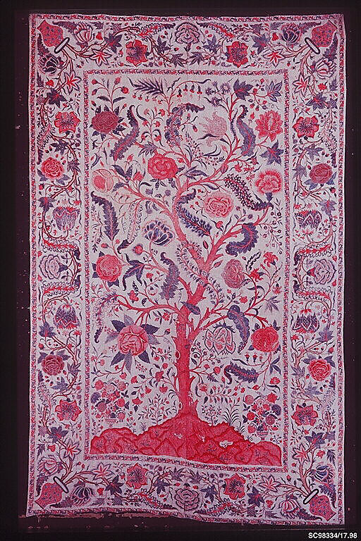 Bed Cover (Palampore), Cotton; painted and resist dyed