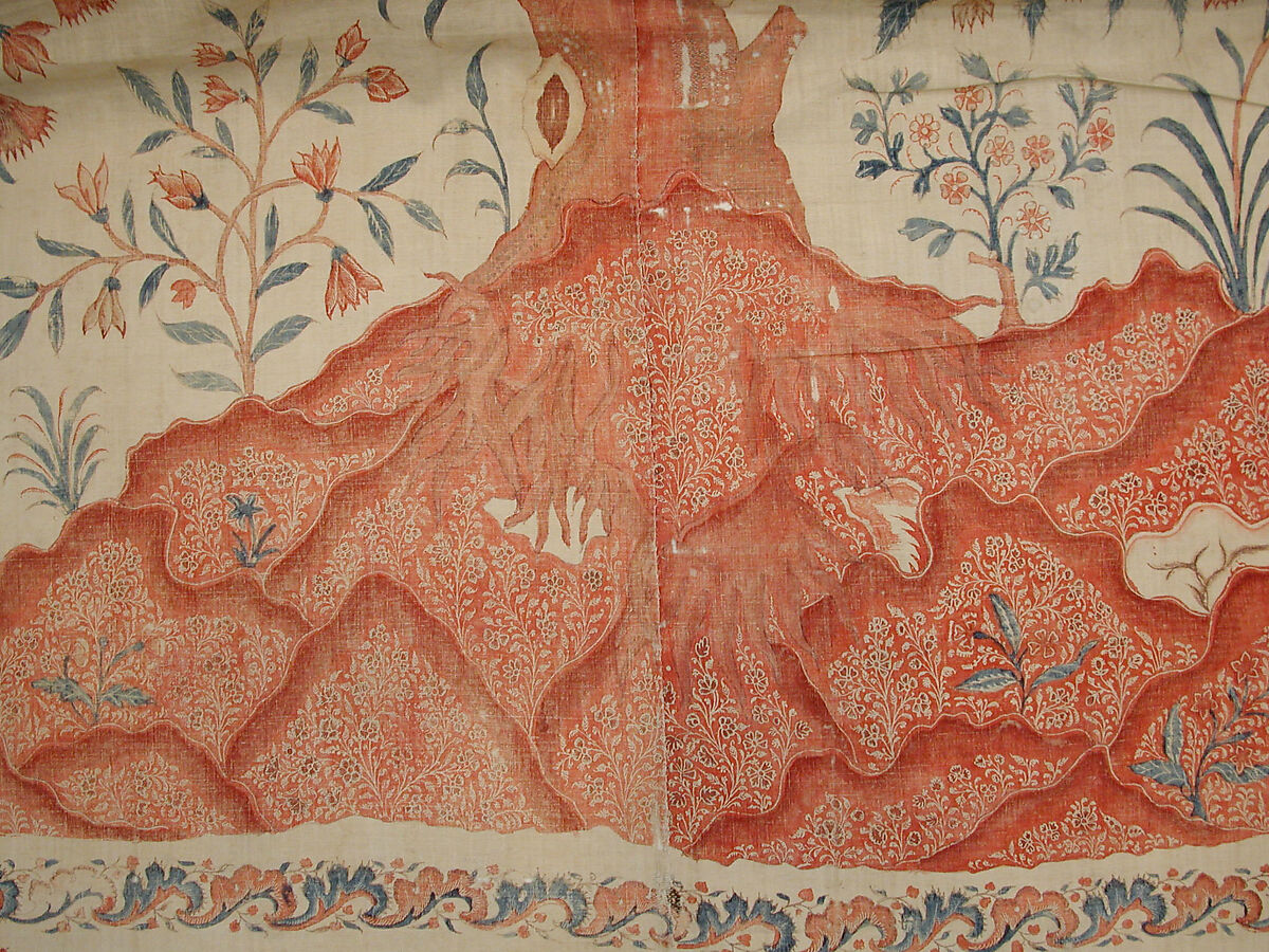 Bed Cover (Palampore), Cotton; painted and resist dyed