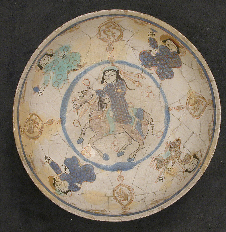Bowl, Stonepaste; overglaze painted (mina'i)