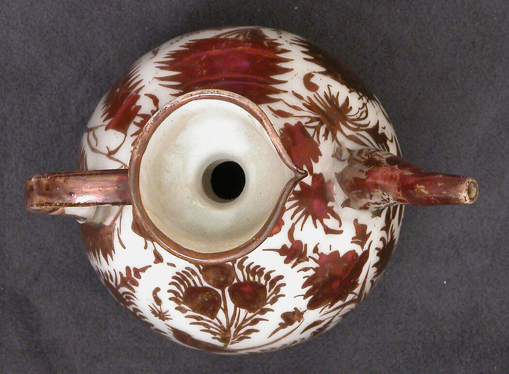Ewer, Stonepaste; luster-painted on an opaque white glaze under transparent colorless glaze