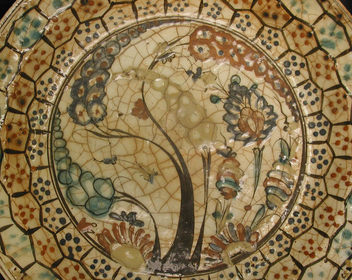 Dish, Stonepaste; underglaze painted