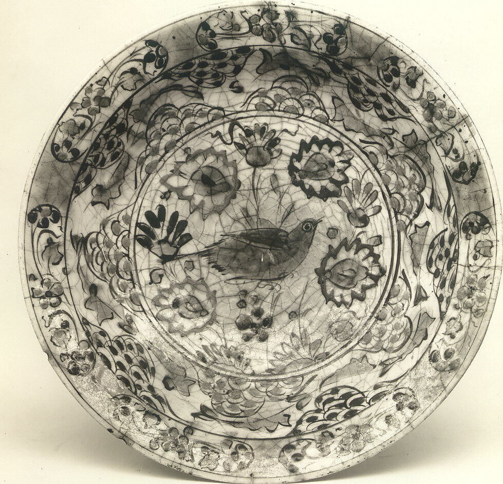 Dish, Stonepaste; polychrome and slip painted under transparent glaze