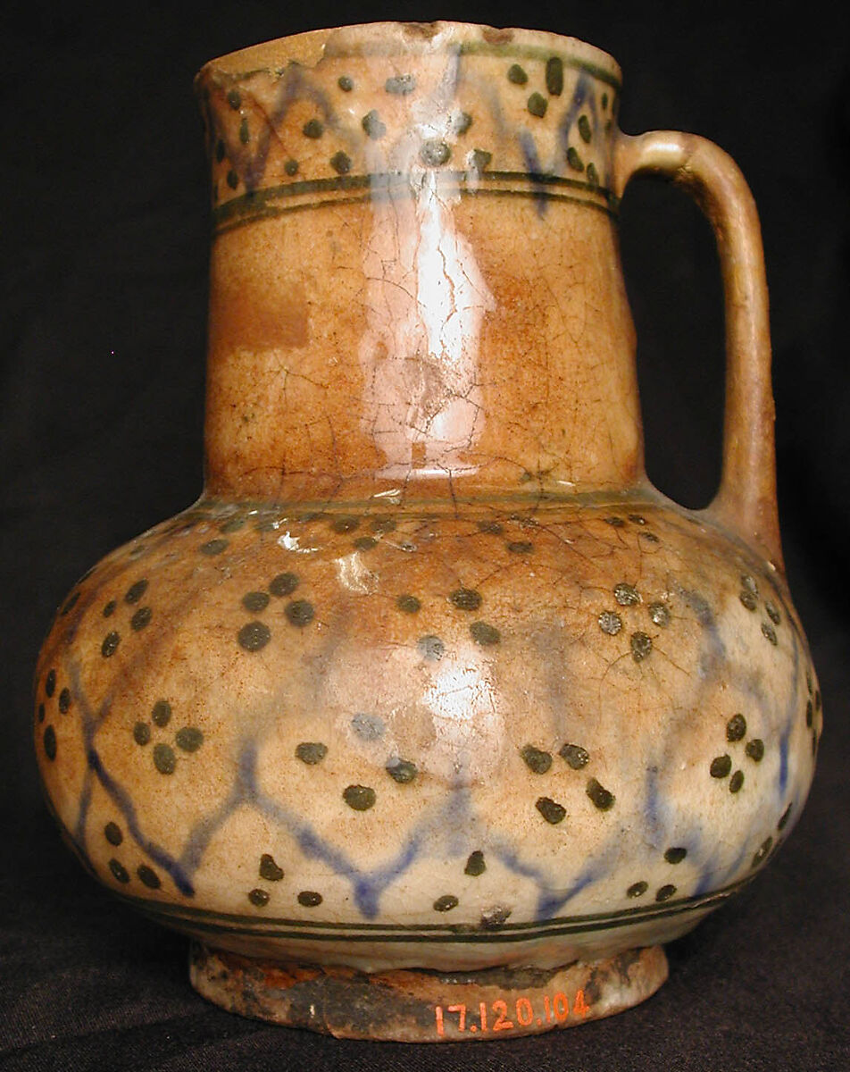 Ewer, Stonepaste; underglaze painted 