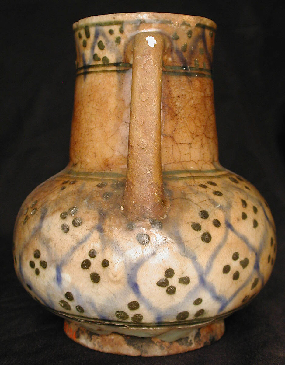 Ewer, Stonepaste; underglaze painted