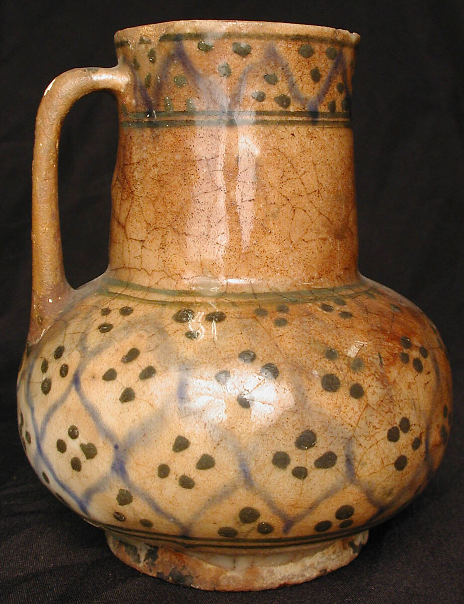 Ewer, Stonepaste; underglaze painted