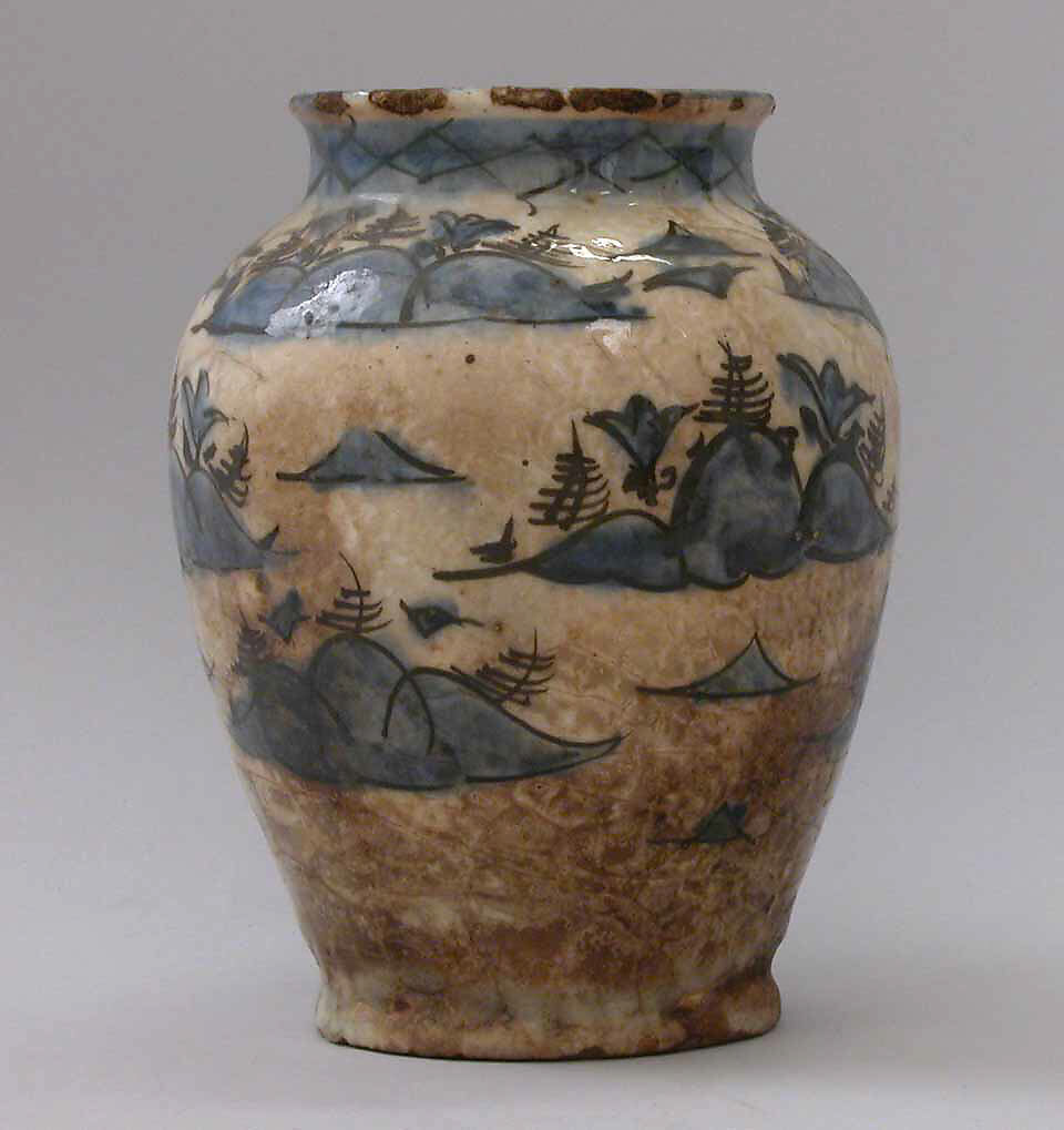 Jar, Stonepaste; underglaze painted 