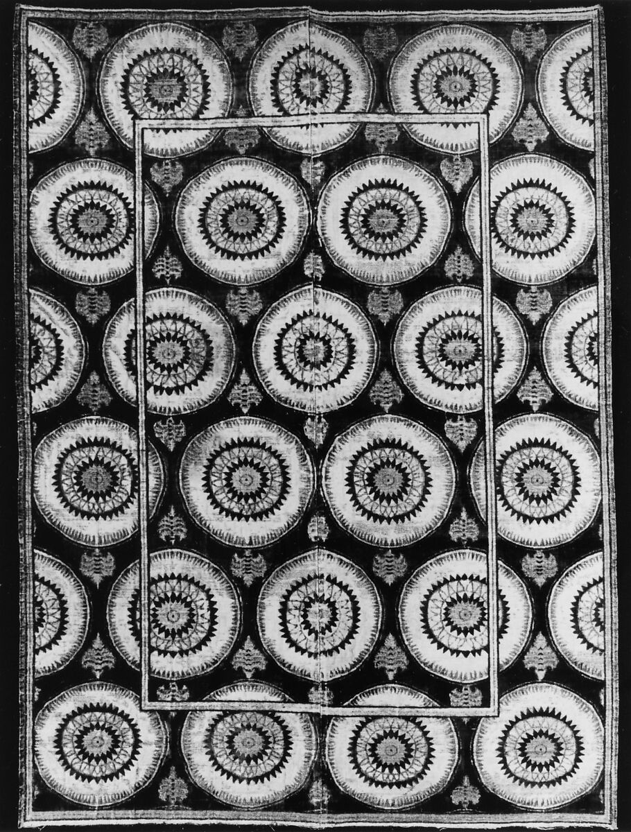 Panel Comprising Two Loom Widths, Silk, cotton, metal wrapped thread; cut and voided velvet, brocaded