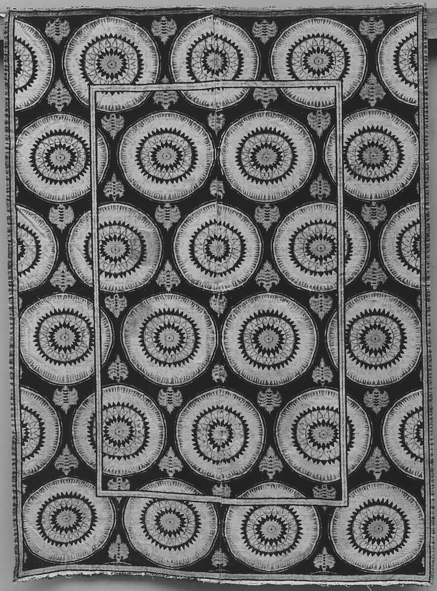 Panel Comprising Two Loom Widths, Silk, cotton, metal wrapped thread; cut and voided velvet, brocaded