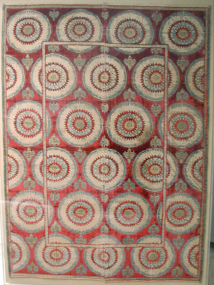 Panel Comprising Two Loom Widths, Silk, cotton, metal wrapped thread; cut and voided velvet, brocaded 