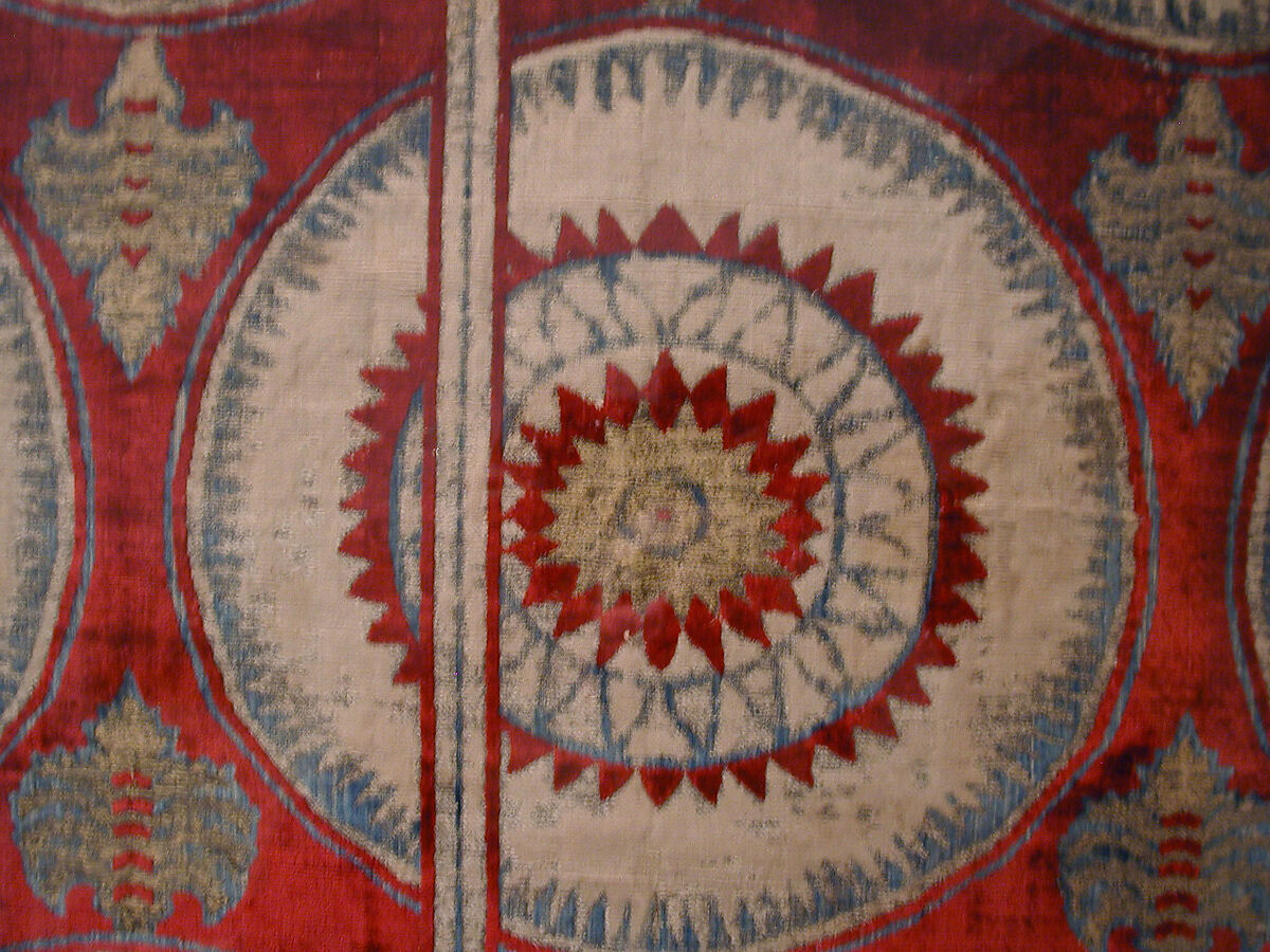 Panel Comprising Two Loom Widths, Silk, cotton, metal wrapped thread; cut and voided velvet, brocaded