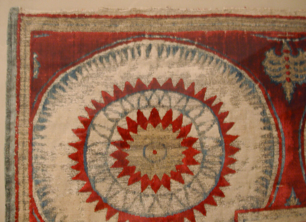 Panel Comprising Two Loom Widths, Silk, cotton, metal wrapped thread; cut and voided velvet, brocaded
