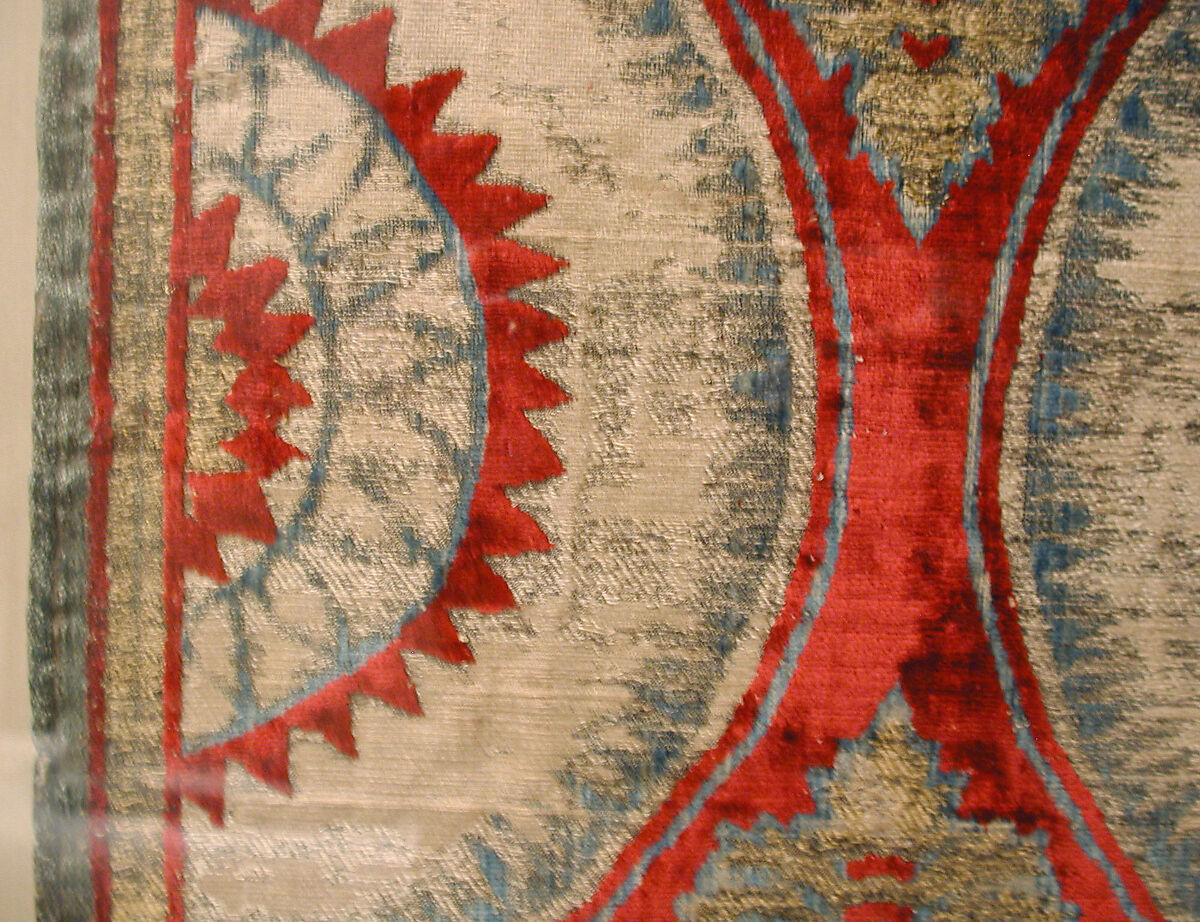 Panel Comprising Two Loom Widths, Silk, cotton, metal wrapped thread; cut and voided velvet, brocaded