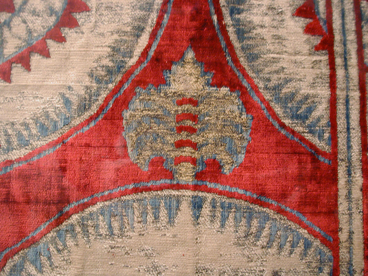 Panel Comprising Two Loom Widths, Silk, cotton, metal wrapped thread; cut and voided velvet, brocaded