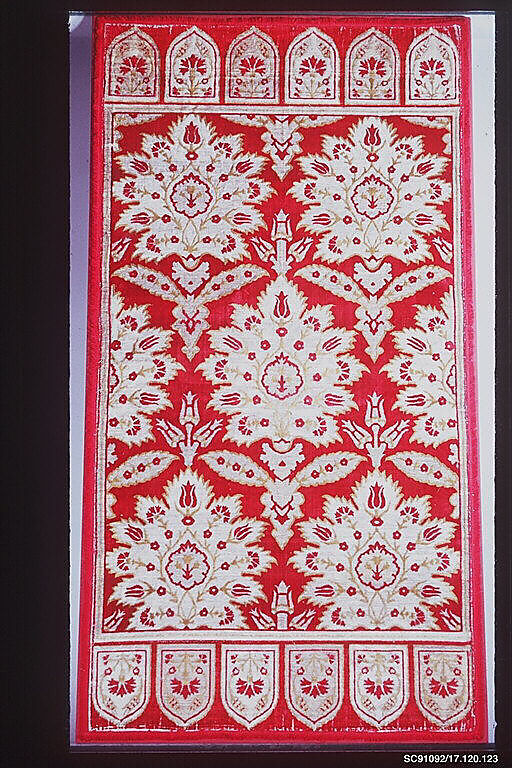 Yastik Cushion Cover, Silk, cotton, metal wrapped thread; cut and voided velvet (çatma), brocaded