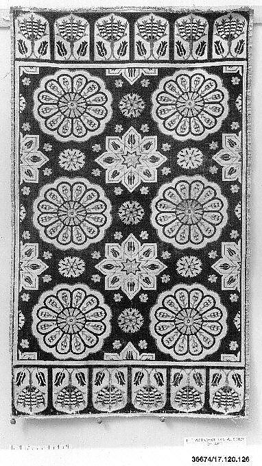 Yastik, Silk, cotton, metal wrapped thread; cut and voided velvet, brocaded