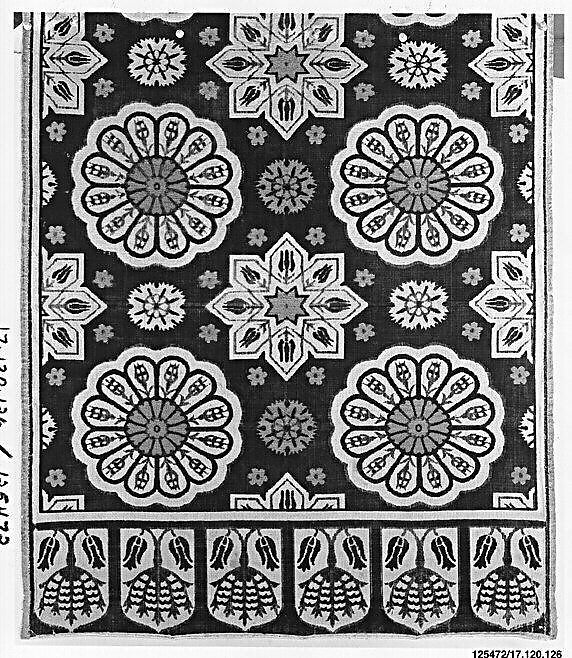 Yastik, Silk, cotton, metal wrapped thread; cut and voided velvet, brocaded