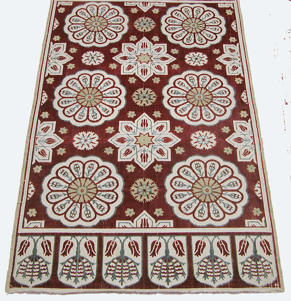 Yastik, Silk, cotton, metal wrapped thread; cut and voided velvet, brocaded