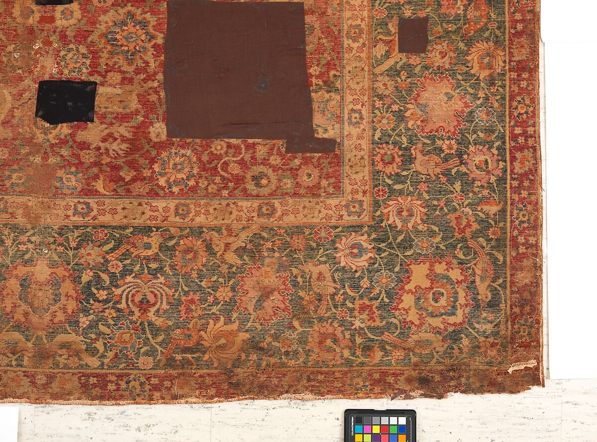 Carpet, Silk (warp), cotton (weft), wool (pile); asymmetrically knotted pile