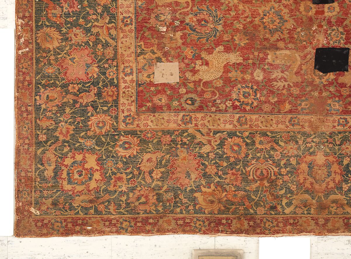 Carpet, Silk (warp), cotton (weft), wool (pile); asymmetrically knotted pile