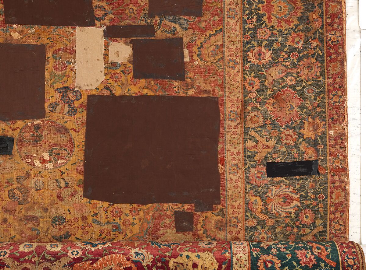 Carpet, Silk (warp), cotton (weft), wool (pile); asymmetrically knotted pile