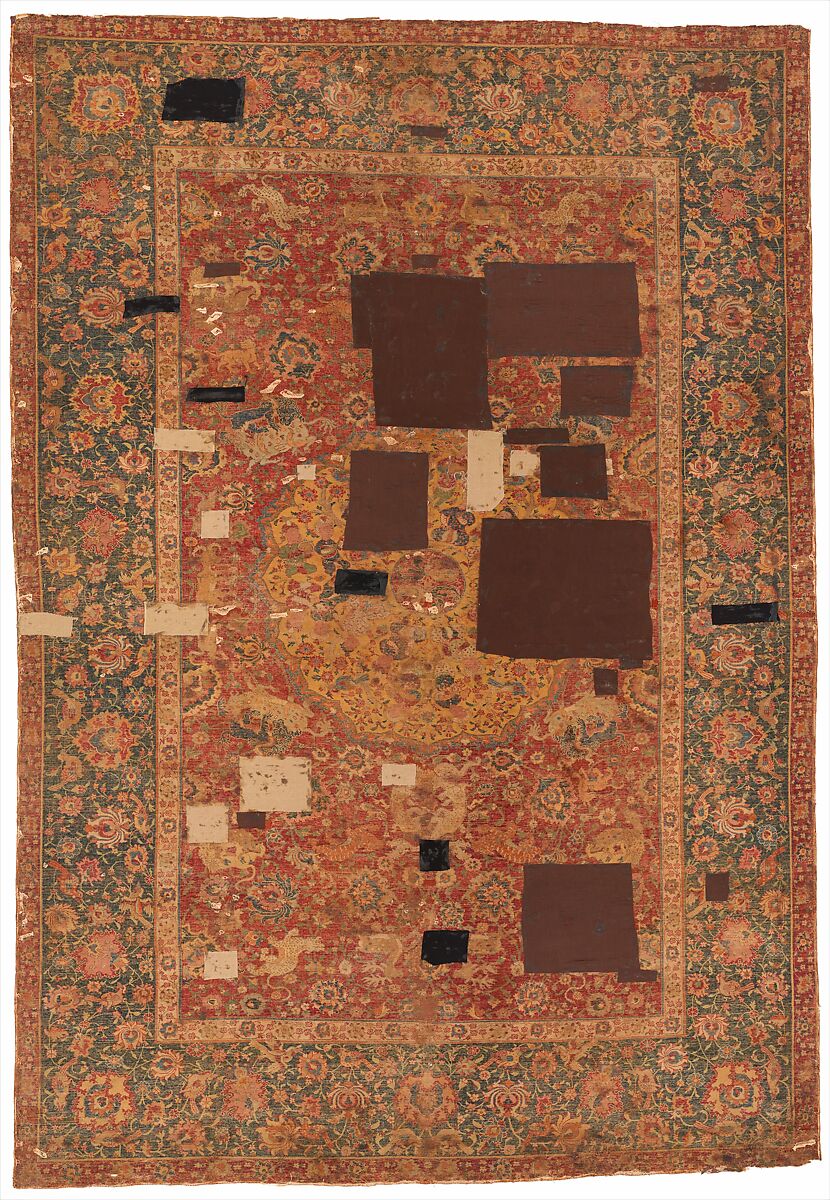 Carpet, Silk (warp), cotton (weft), wool (pile); asymmetrically knotted pile