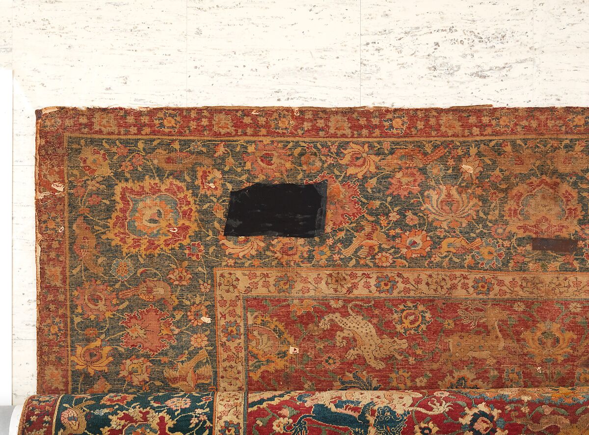 Carpet, Silk (warp), cotton (weft), wool (pile); asymmetrically knotted pile