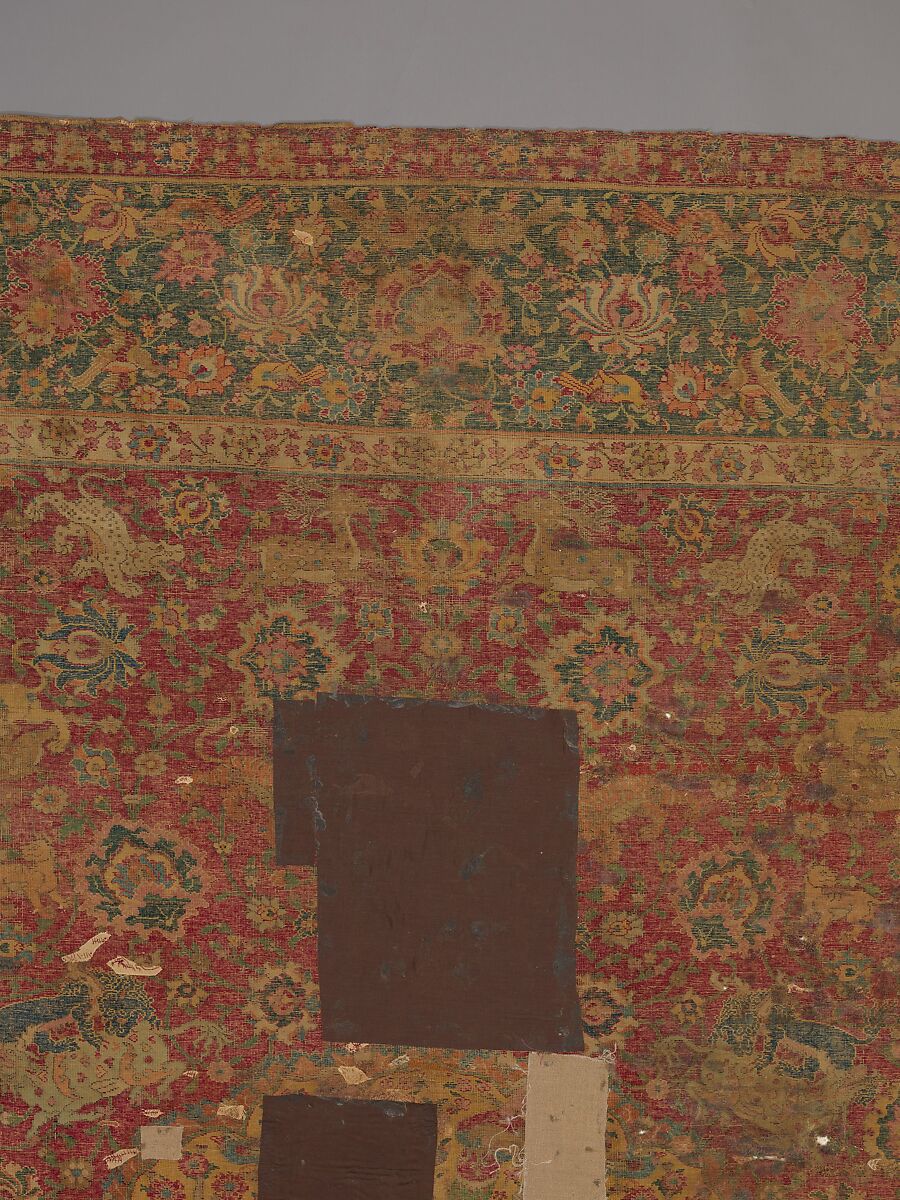 Carpet, Silk (warp), cotton (weft), wool (pile); asymmetrically knotted pile