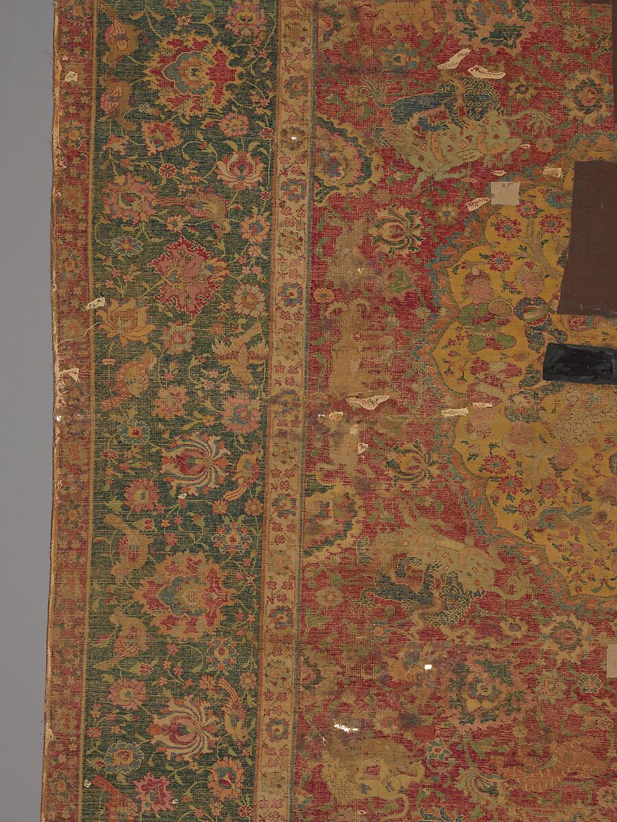 Carpet, Silk (warp), cotton (weft), wool (pile); asymmetrically knotted pile