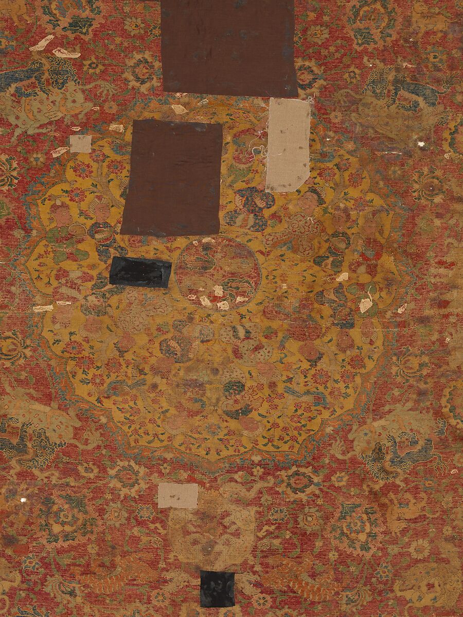 Carpet, Silk (warp), cotton (weft), wool (pile); asymmetrically knotted pile