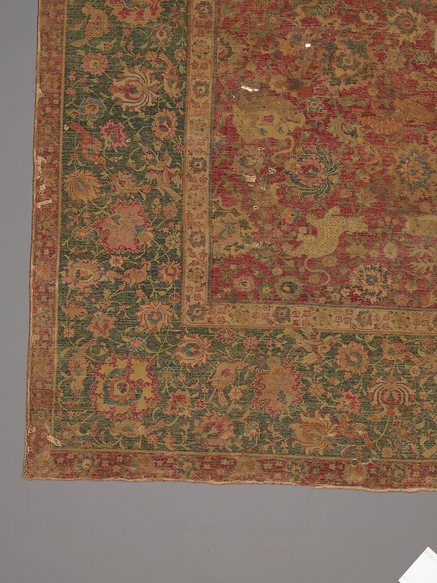 Carpet, Silk (warp), cotton (weft), wool (pile); asymmetrically knotted pile