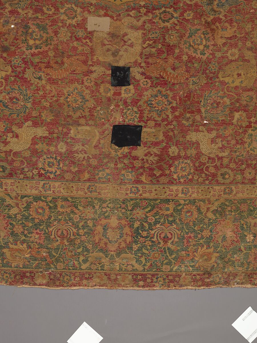 Carpet, Silk (warp), cotton (weft), wool (pile); asymmetrically knotted pile