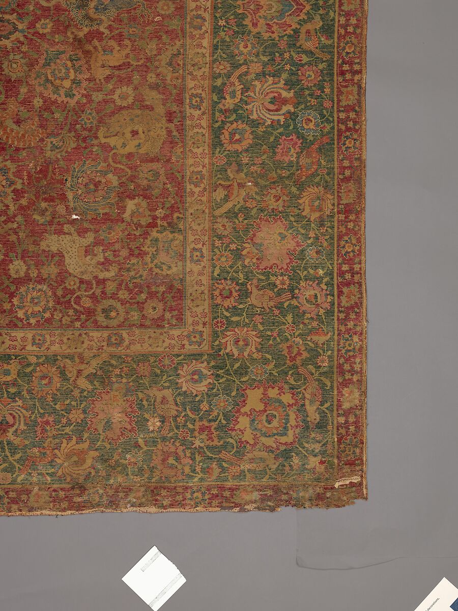 Carpet, Silk (warp), cotton (weft), wool (pile); asymmetrically knotted pile