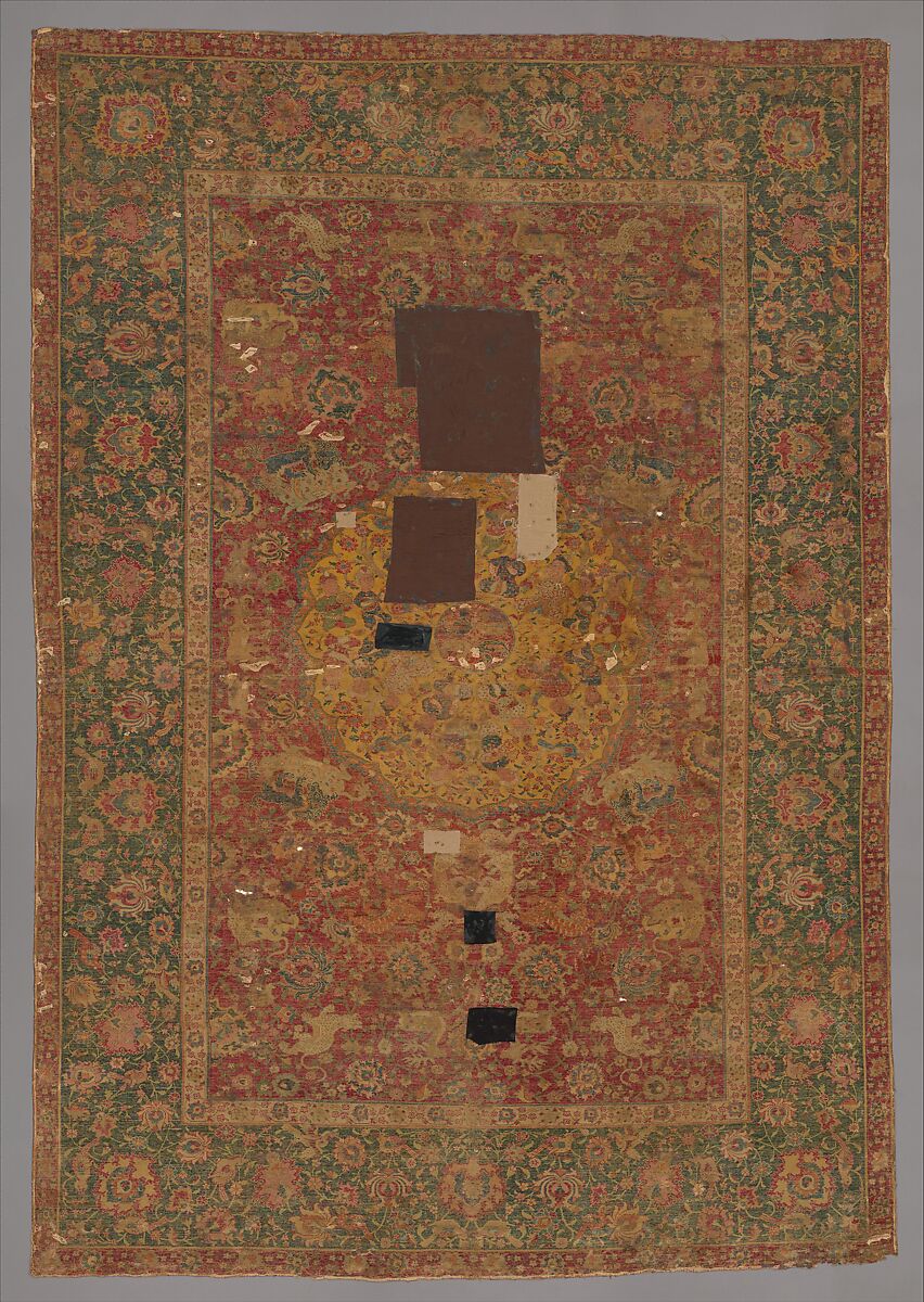 Carpet, Silk (warp), cotton (weft), wool (pile); asymmetrically knotted pile