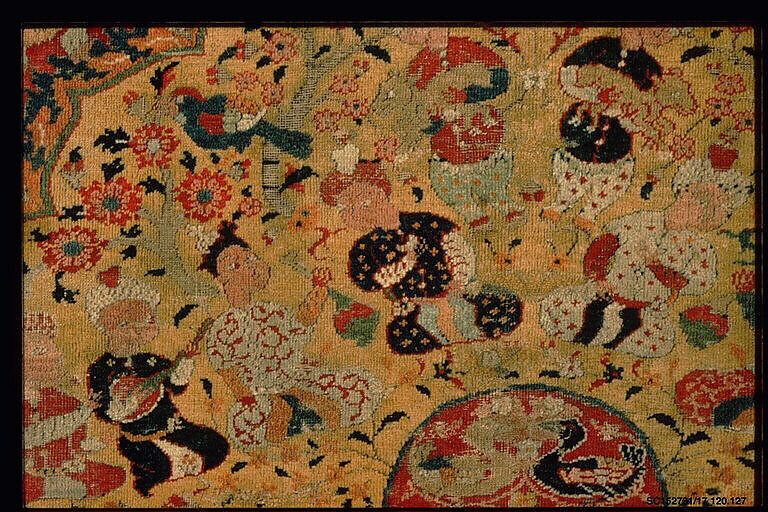 Carpet, Silk (warp), cotton (weft), wool (pile); asymmetrically knotted pile