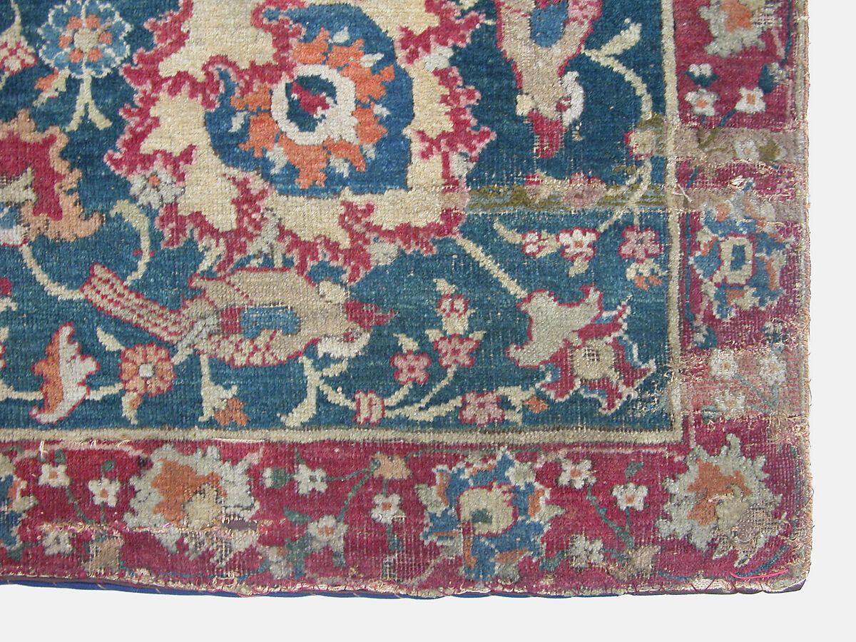 Carpet, Silk (warp), cotton (weft), wool (pile); asymmetrically knotted pile
