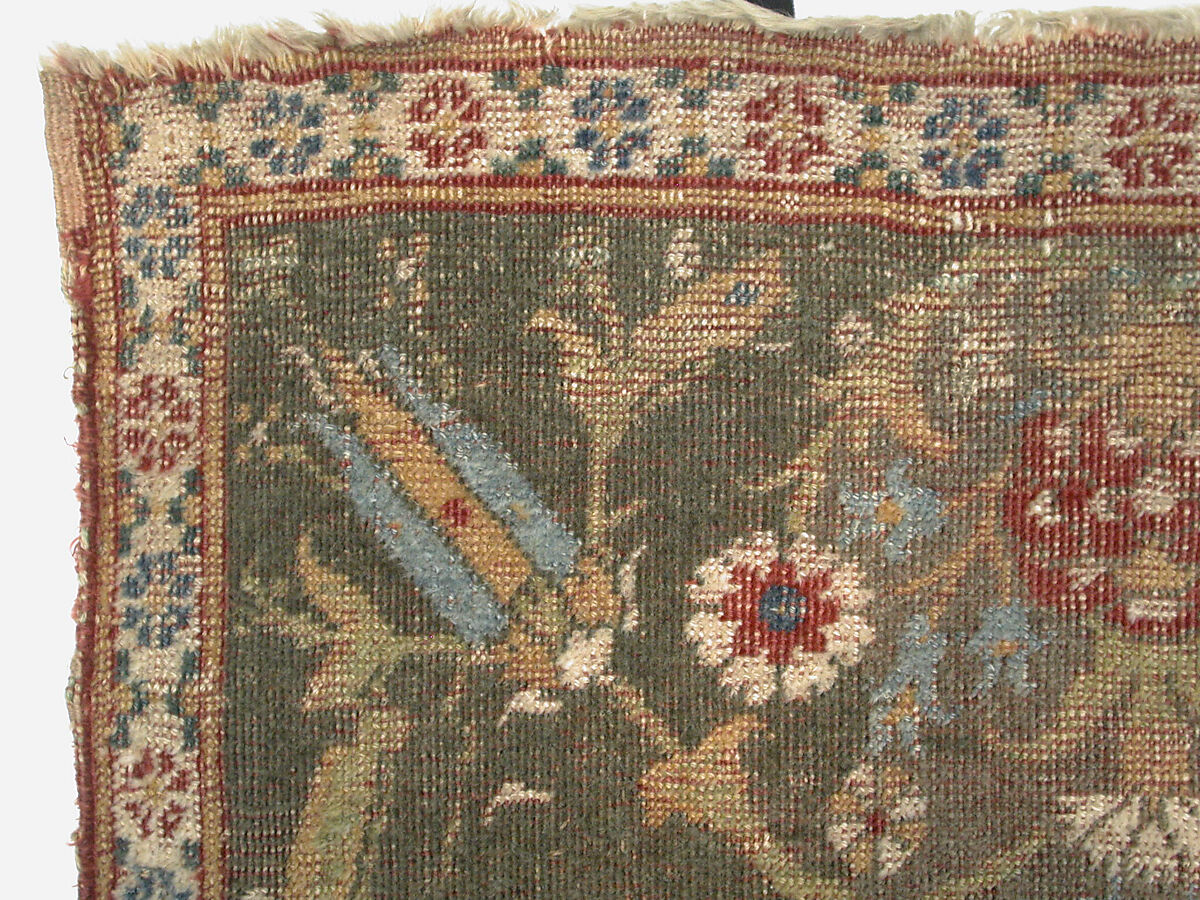 Carpet, Wool (warp, weft and pile); asymmetrically knotted pile