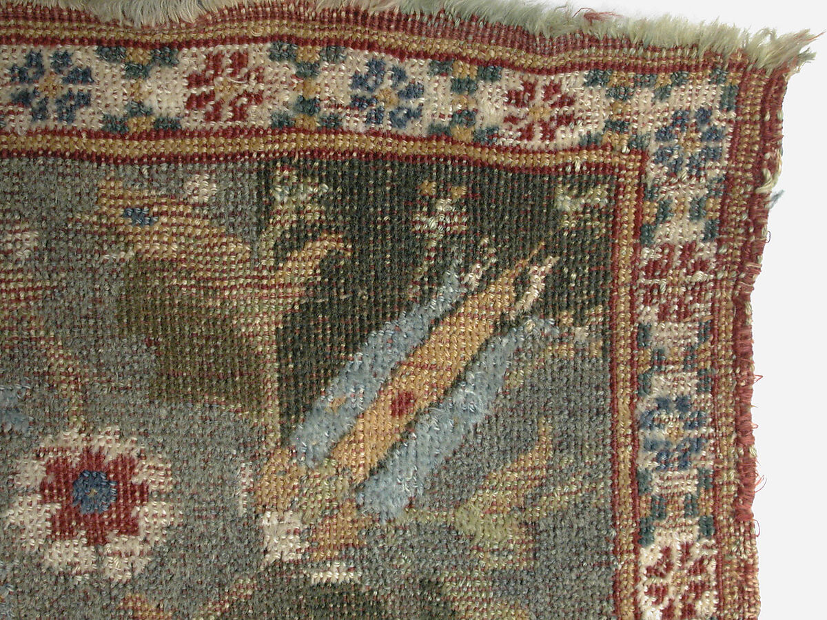 Carpet, Wool (warp, weft and pile); asymmetrically knotted pile