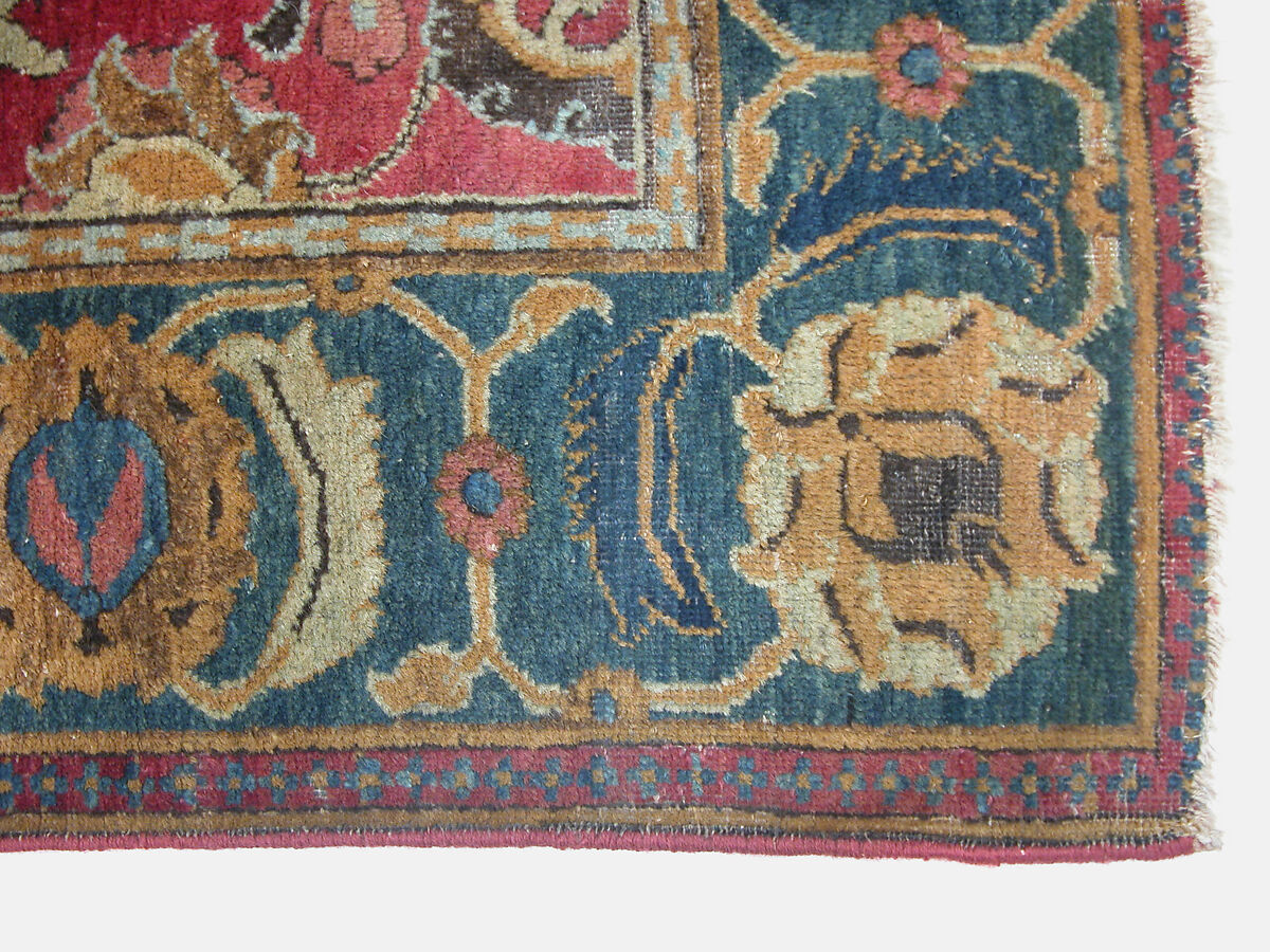 Carpet, Cotton (warp and weft), wool (pile); asymmetrically knotted pile