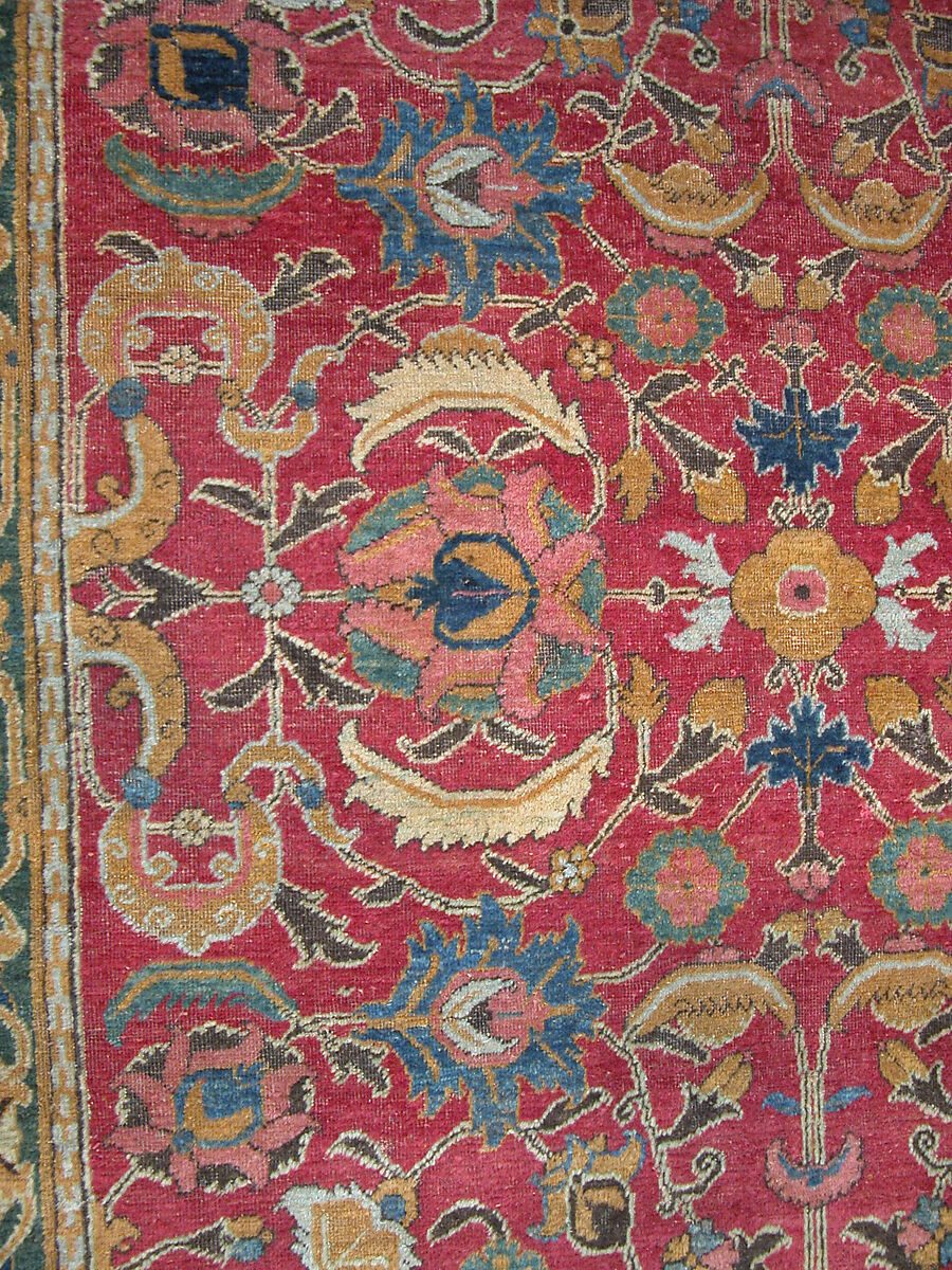 Carpet, Cotton (warp and weft), wool (pile); asymmetrically knotted pile