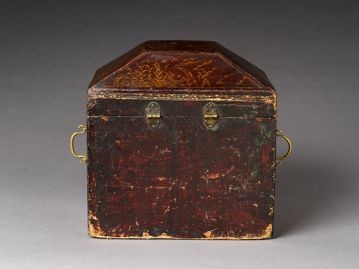 Chest with the Expulsion of Hagar, Lacquer painted with gold and oil colors, China