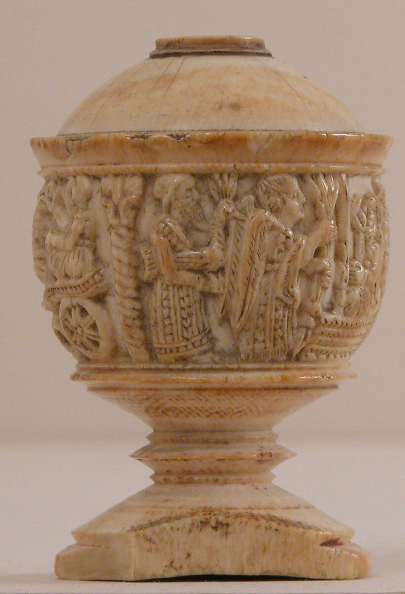 Toilet Vase, Ivory; carved and inlaid with paste