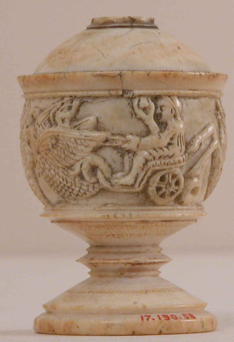 Toilet Vase, Ivory; carved and inlaid with paste