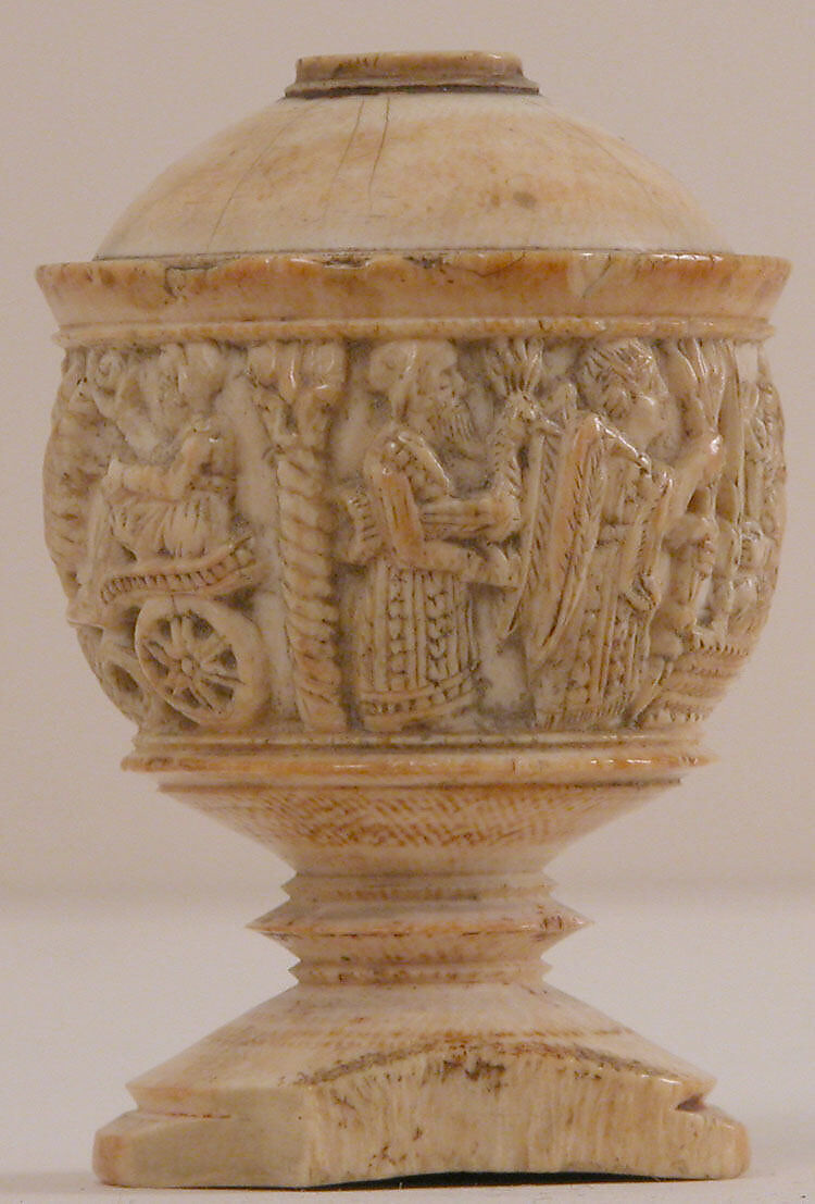 Toilet Vase, Ivory; carved and inlaid with paste